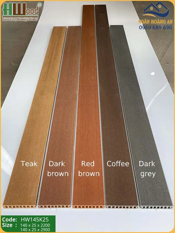 Sàn Hồ Bơi Gỗ Nhựa Ngoài Trời Hwood HW145K25 Wood